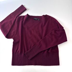 Theory 100% Cashmere Burgundy Cropped Sweater Women’s Sz M Minimalist Academia